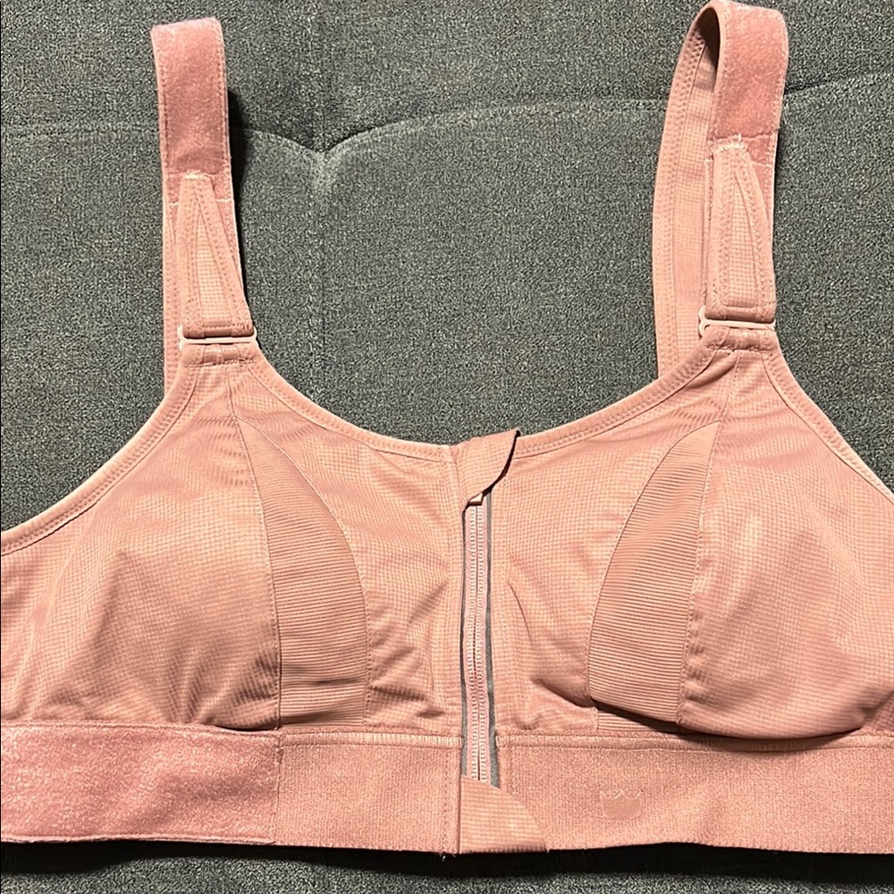 SHEFIT rose taupe Sports Bra with Front Zipper and Wide Straps